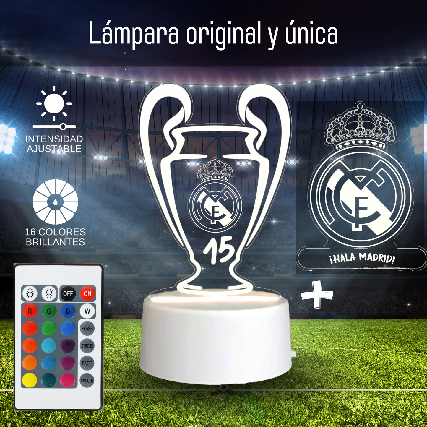 Lámpara escudo Real Madrid + Copa de Europa nº 15